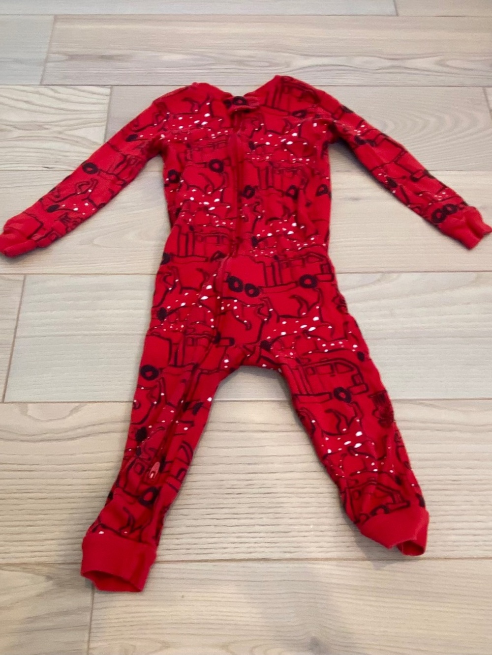Carter's Red One-Piece Footed Pajama Set Size 24M, Fire-Truck Print